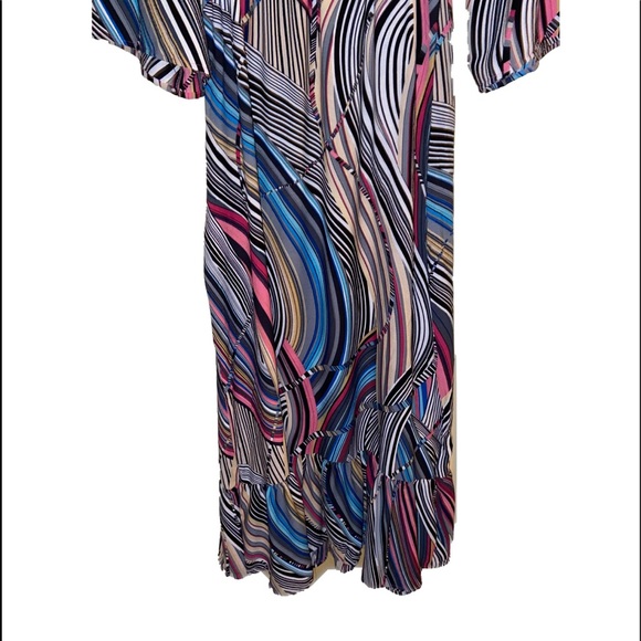 Literally Off The Runway - Bold Stripes V Neck Bell Sleeve Maxi Dress - Picture 4 of 5